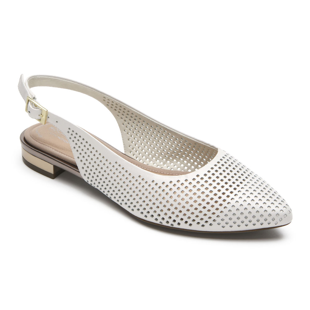 Rockport Flats Sko Dame Hvite - Total Motion Adelyn Slingback - FAMG79358